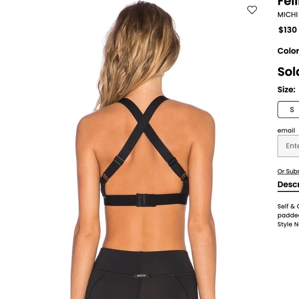 MICHI BRA BLACK M FELINE SPORTS BRA CUTOUT SEXY - Picture 3 of 12